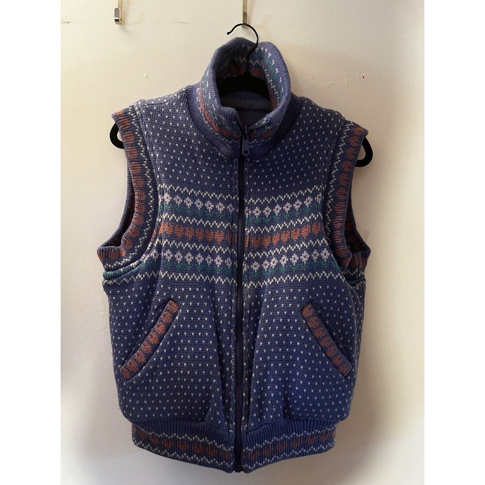 Vintage Andy Johns International Fair Isle Knit Puffer Vest - Size S